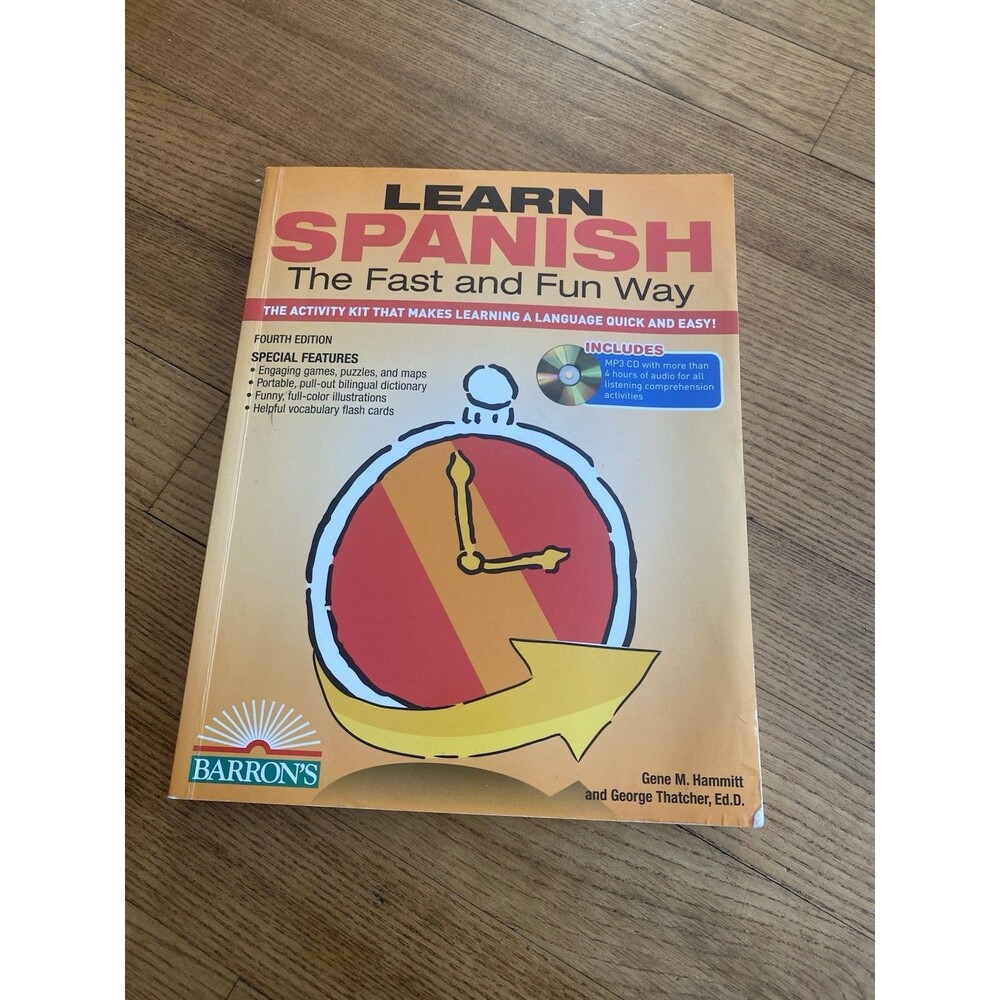 Gene Hammitt Learn Spanish The Fast and Fun Way PBK GOOD W/CD Easy DIY Workbook